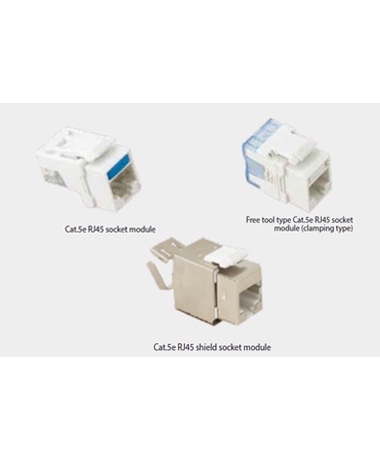 Cat.5e RJ45 shield, non-shield socket module